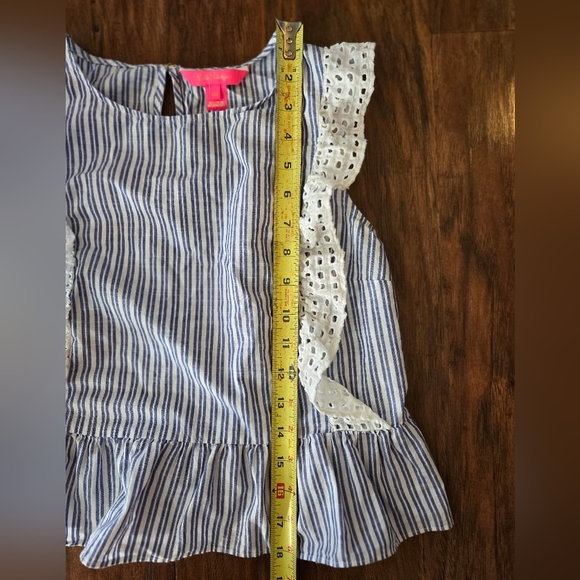 Lilly Pulitzer Ellis Peplum Striped Ruffle Sleeve Top - Picture 7 of 8